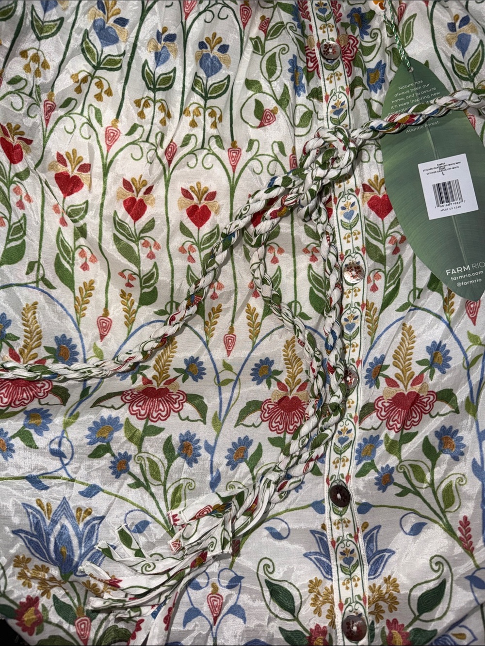 ‼️NEW Farm Rio Off-White Stitched Garden Floral Mini Dress - Picture 9 of 10